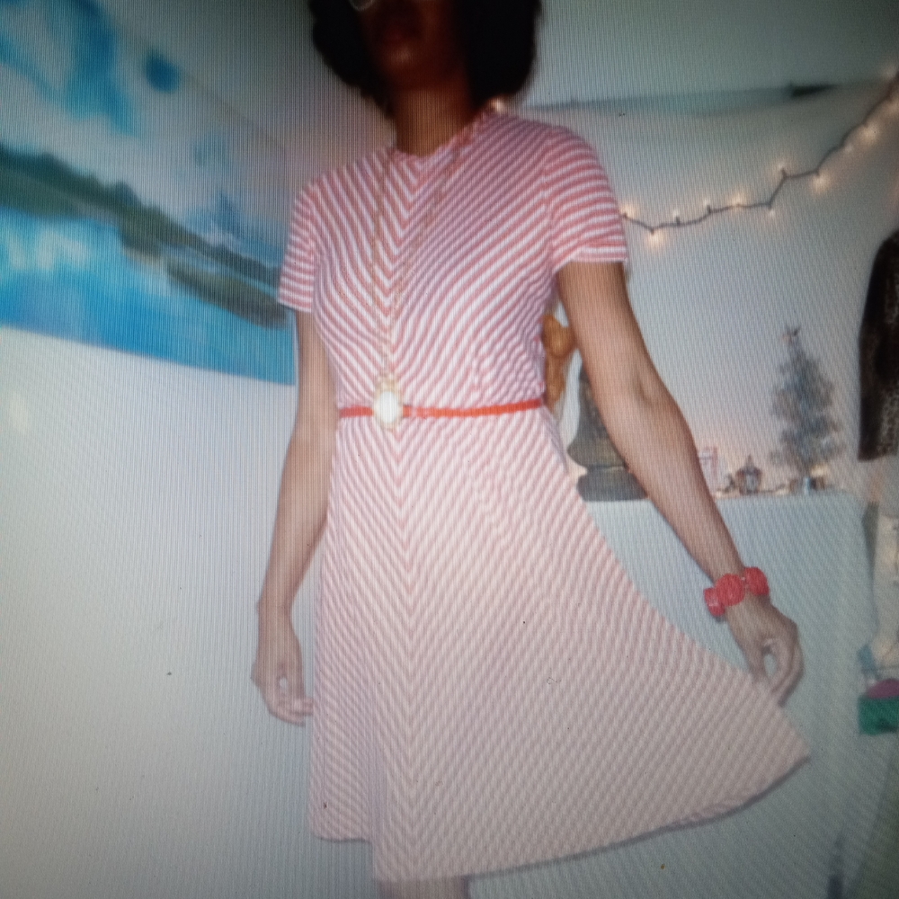 VINTAGE 60s Red Striped Fit & Flare Dress - Casual Women's Dress